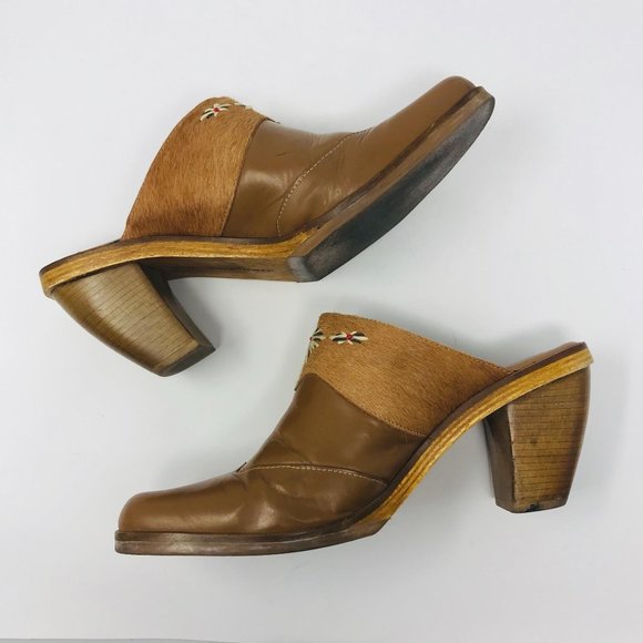 Cloud Walker “Planet” Tan Leather Western Mule 8 - Picture 6 of 8